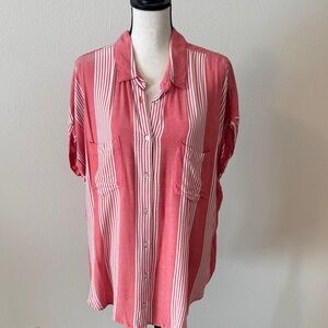 Evy's Tree Pink and White Striped Button-Down Shirt